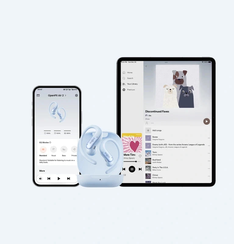 Shokz OpenFit Air 2 MultiPoint connection with smartphone and tablet