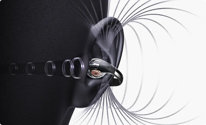 Open earbuds with clear calls and noise reduction technology.