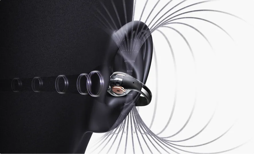 Open earbuds with clear calls and noise reduction technology.