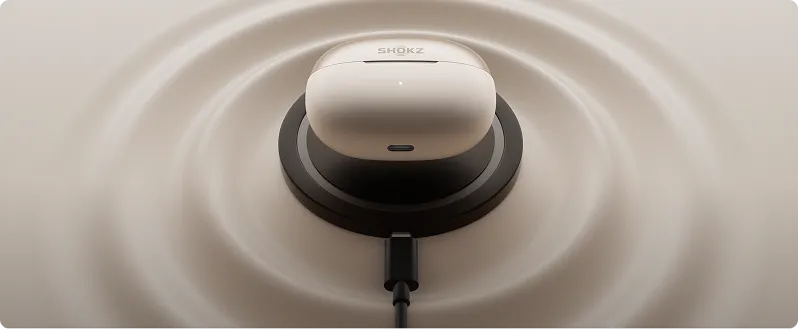 Shokz OpenDots ONE open earbuds support quick charge, 10 minutes for 2 hours use.